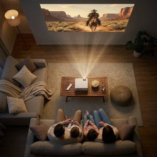 Portable Smart Projector – Android 14, Wi-Fi, Bluetooth & Auto Keystone | TheSmartHome