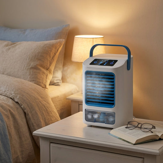 Portable Desktop Air Cooler & Humidifying Spray Fan – 24W, 2-Speed Quiet Cooling | TheSmartHome