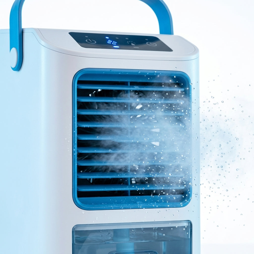 Portable Desktop Air Cooler & Humidifying Spray Fan – 24W, 2-Speed Quiet Cooling | TheSmartHome