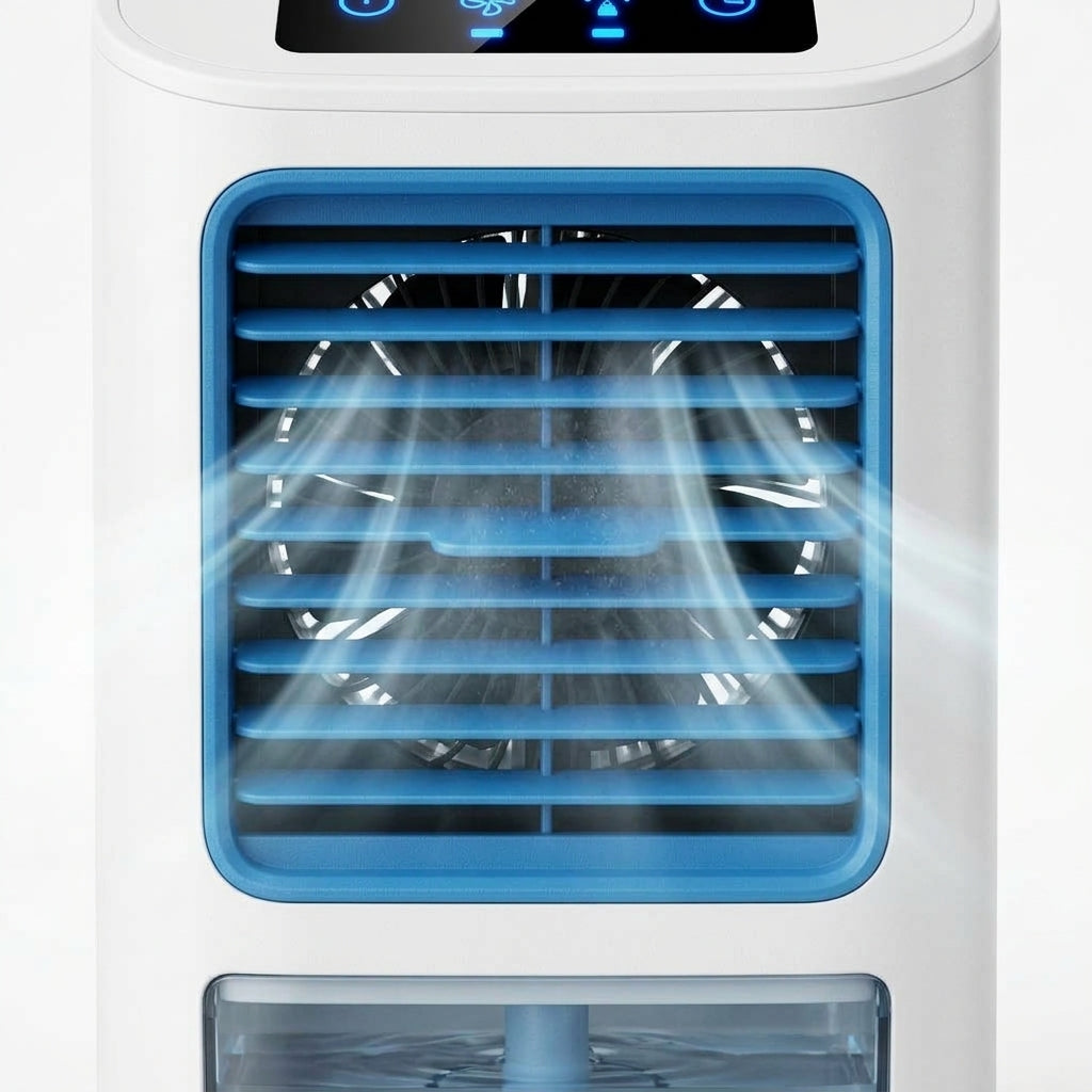 Portable Desktop Air Cooler & Humidifying Spray Fan – 24W, 2-Speed Quiet Cooling | TheSmartHome