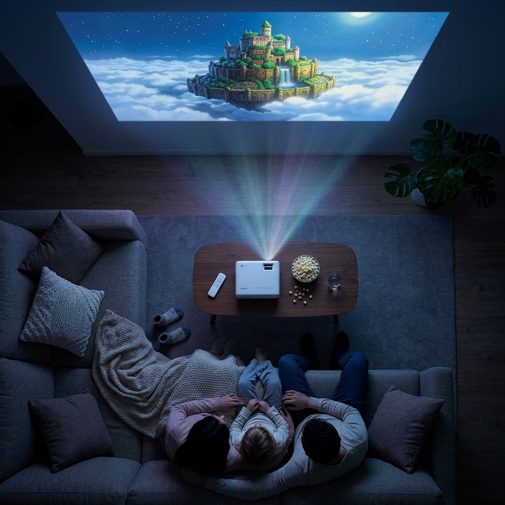 Portable Smart Projector – Android 14, Wi-Fi, Bluetooth & Auto Keystone | TheSmartHome