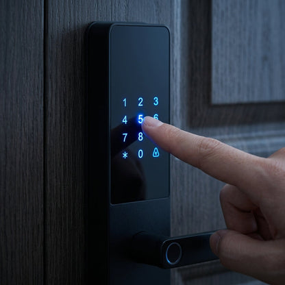 Smart Door Handle Lock – Fingerprint, Keypad, Card & App Control | TheSmartHome
