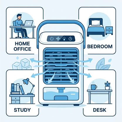 Portable Desktop Air Cooler & Humidifying Spray Fan – 24W, 2-Speed Quiet Cooling | TheSmartHome