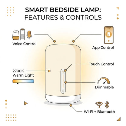 Smart Bedside Lamp – App, Voice & Touch Control, 2700K Warm Light | TheSmartHome