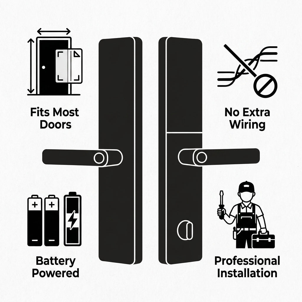 Smart Door Handle Lock – Fingerprint, Keypad, Card & App Control | TheSmartHome