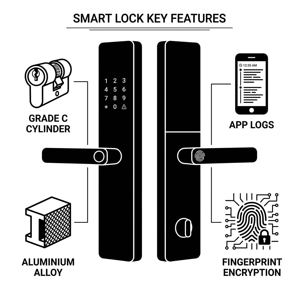 Smart Door Handle Lock – Fingerprint, Keypad, Card & App Control | TheSmartHome