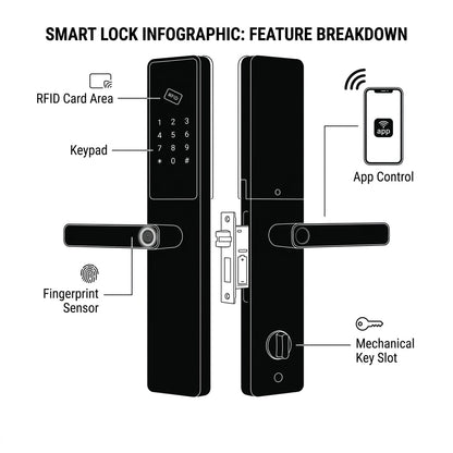 Smart Door Handle Lock – Fingerprint, Keypad, Card & App Control | TheSmartHome