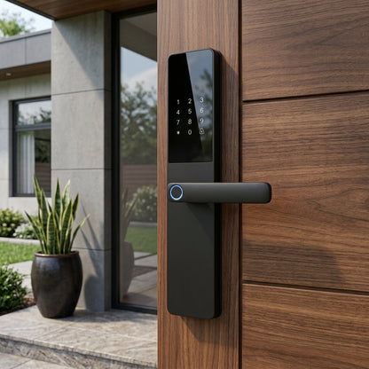 Smart Door Handle Lock – Fingerprint, Keypad, Card & App Control | TheSmartHome
