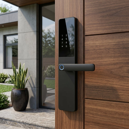 Smart Door Handle Lock – Fingerprint, Keypad, Card & App Control | TheSmartHome
