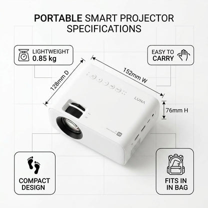 Portable Smart Projector – Android 14, Wi-Fi, Bluetooth & Auto Keystone | TheSmartHome