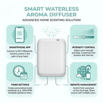 Smart Waterless Aroma Diffuser – 500ml, App-Controlled, 40dB Quiet | TheSmartHome